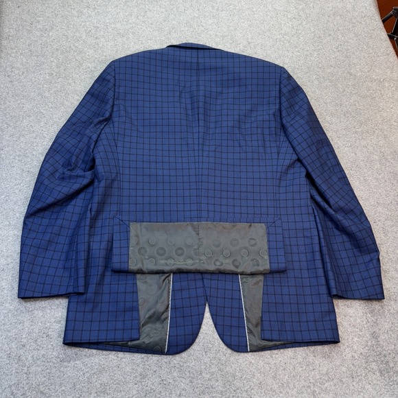 Canaletto‎ Men's 44L Blue Windowpane Wool Sport Coat Vitale Barberis Canonico - Picture 9 of 12